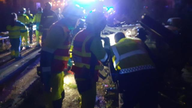 Efectivos sanitarios en el lugar del accidente, en Leganés.