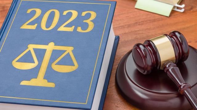 Libro de derecho con martillo