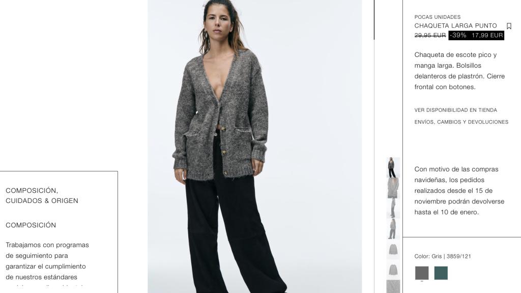 Chaqueta larga punto.