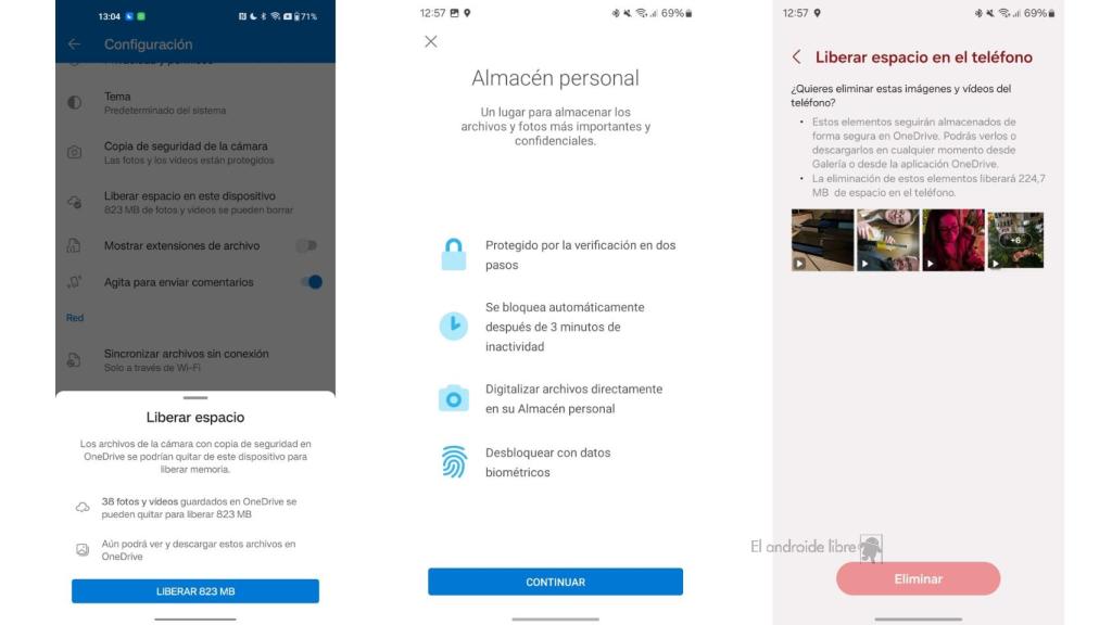Capturas de pantalla de Onedrive en Android