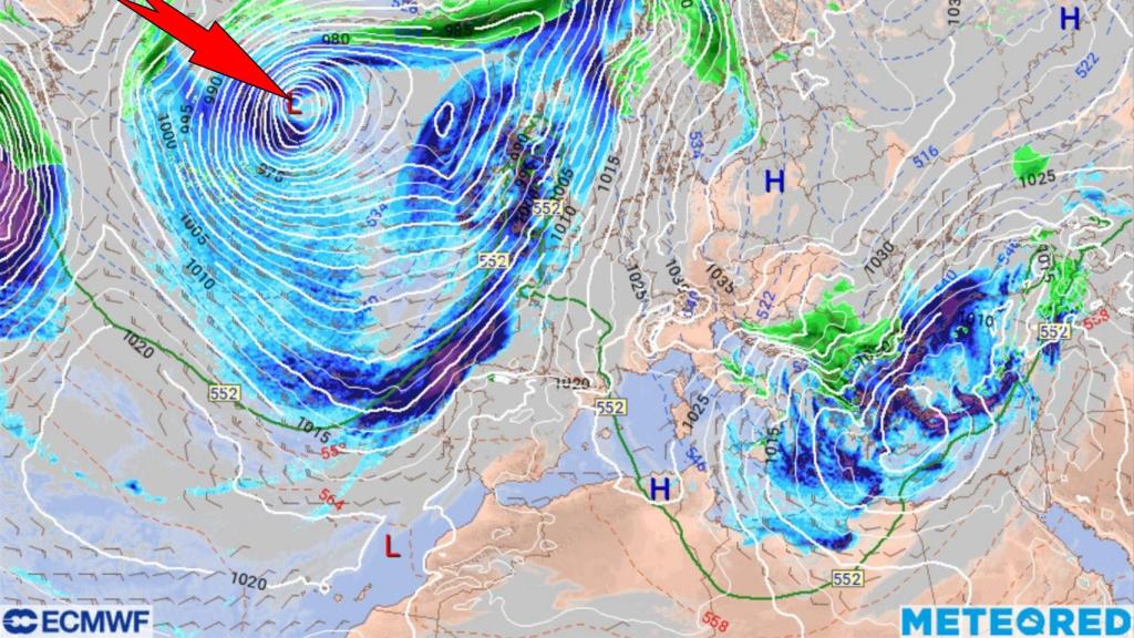 Las masas húmedas de origen Atlántico activas durante la semana del puente. Meteored.