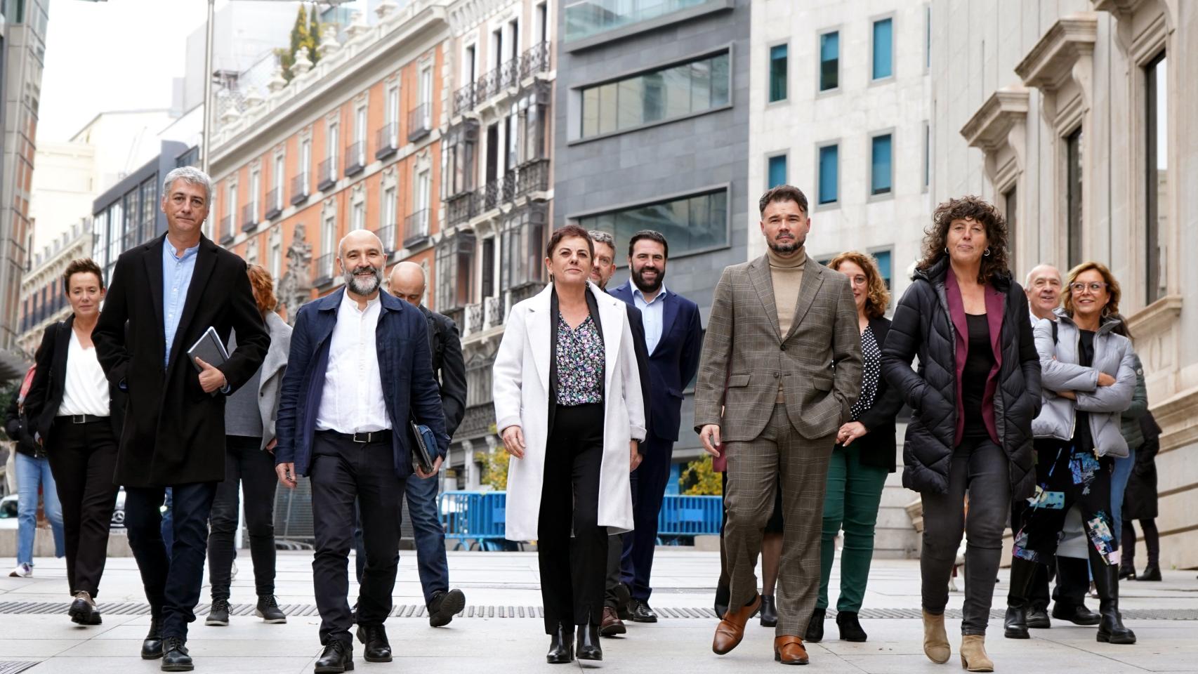 Oskar Matute (Bildu), Néstor Rego (BNG), Mertxe Aizpurua (Bildu) y Gabriel Rufián (ERC).
