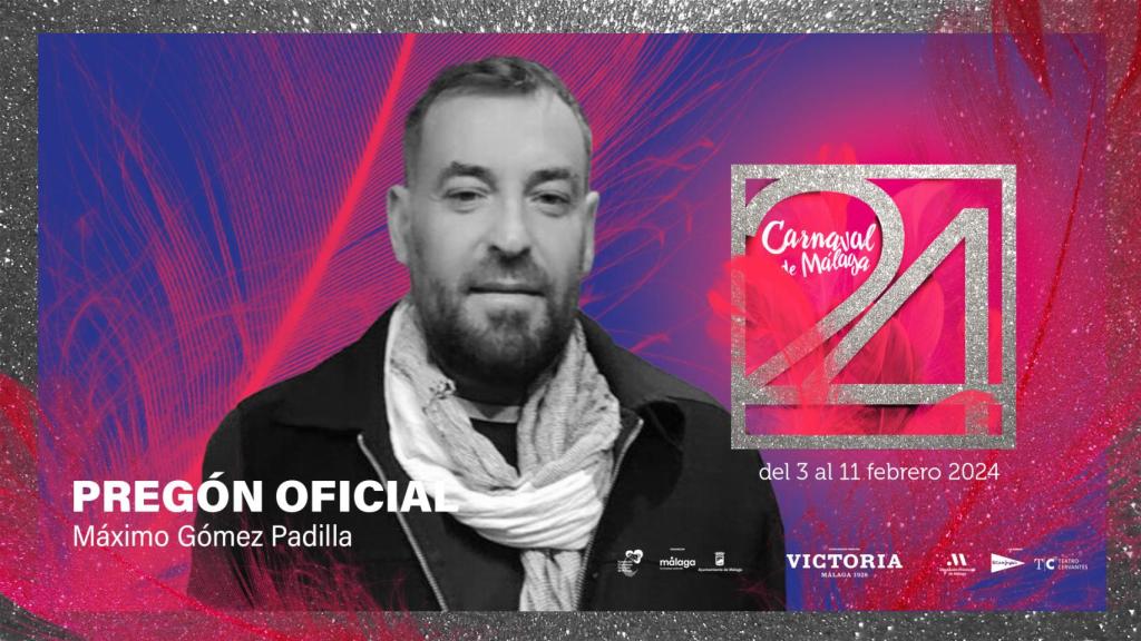 Máximo Gómez, pregonero del Carnaval de Málaga 2024.