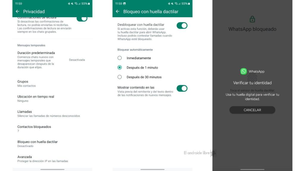 Capturas de pantalla de WhatsApp