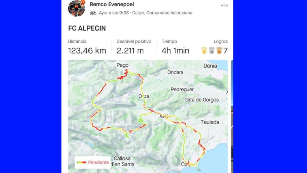Recorrido de Evenepoel.