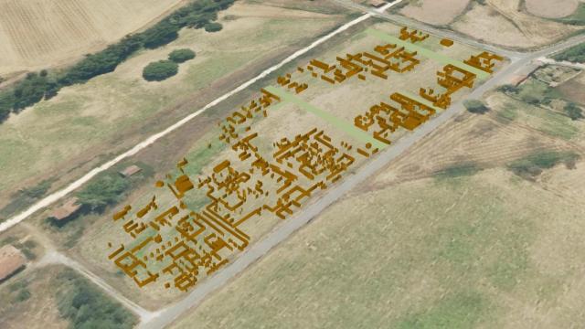 Resultados del georradar que muestran la extensión de Flaviaugusta.