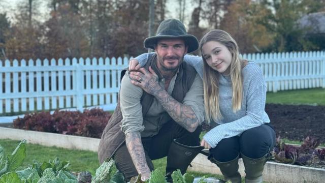 David Beckham con su hija Harper.