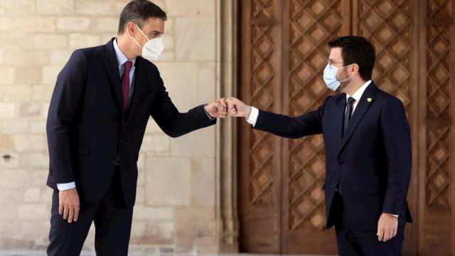 Pedro Sánchez y Pere Aragonès, en su último encuentro en el Palau de la Generalitat.