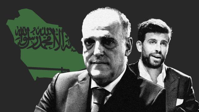 Javier Tebas y Gerard Piqué, en un fotomontaje