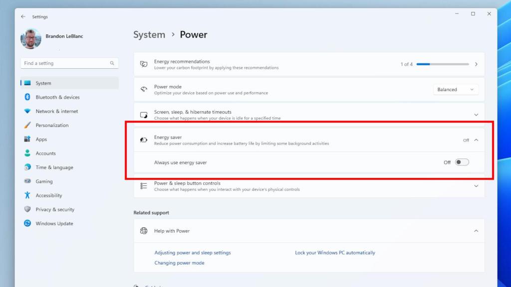 El nuevo Ahorrador de energía de Windows 11