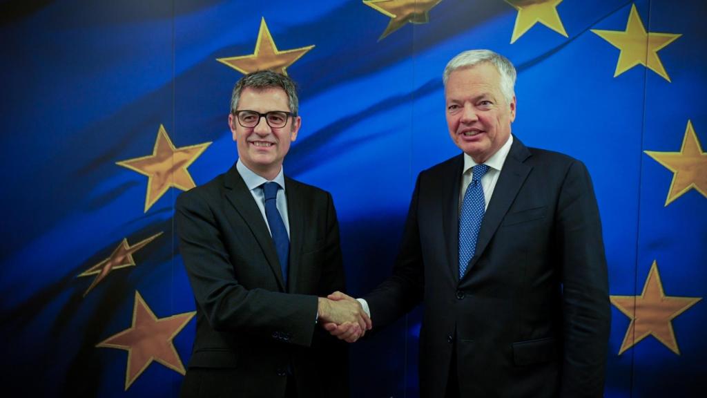 Bolaños y Reynders durante su encuentro en Bruselas.