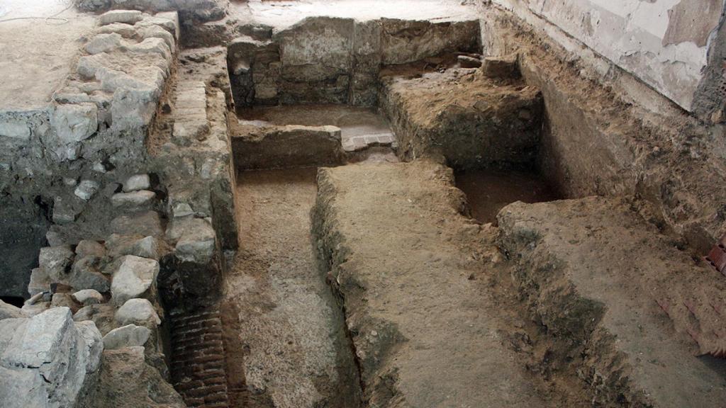 Planta de la vivienda andalusí hallada en el Salón Norte de la Caja de Monserrate de Orihuela.
