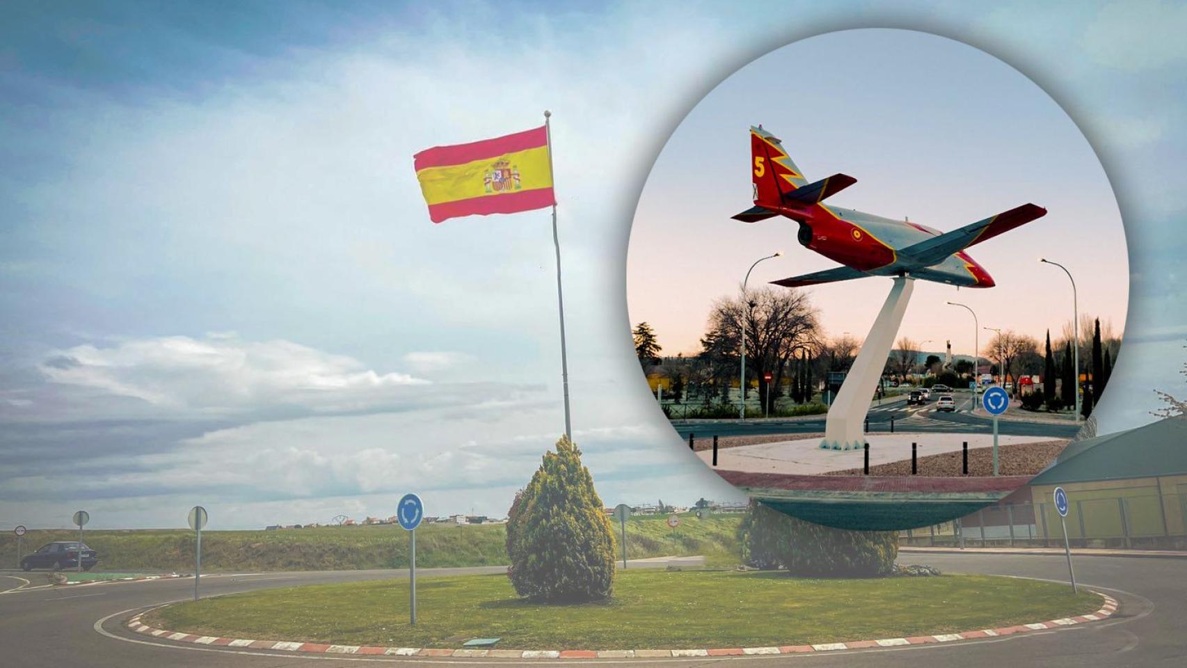 La rotonda y el avión que será instalado en la misma