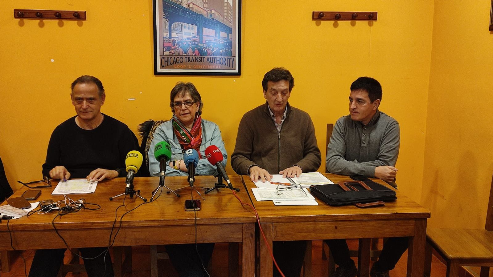 Los dirigentes de la Plataforma por el Soterramiento de Valladolid, en su rueda de prensa de este viernes.