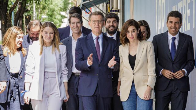 Feijóo, junto a parte de sus barones, en una imagen de archivo.