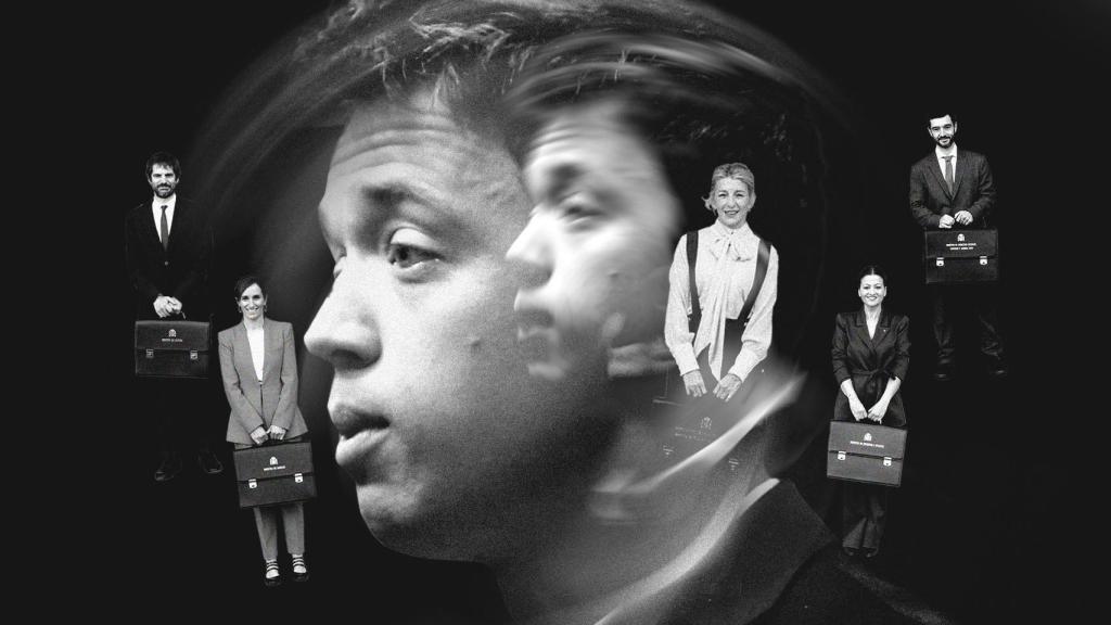 En primer plano, el diputado de Sumar Íñigo Errejón. En segundo, de izquierda a derecha: Ernest Urtasun, Mónica García, Yolanda Díaz, Sira Rego y Pablo Bustinduy.