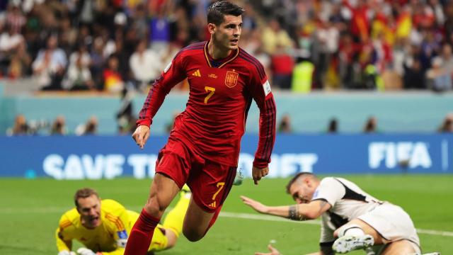 Morata celebra un gol ante Alemania.