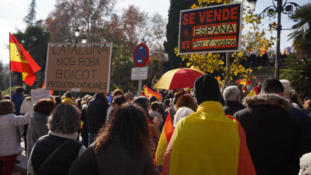 Algunos de los carteles de protesta contra Sánchez