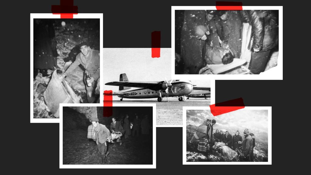 Imagen del rescate del avión siniestrado en 1953 en Somosierra.