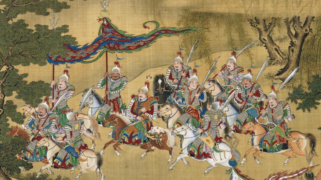 Soldados de caballería de la dinastía Ming representados en el 'Chu Jing Tu' (1368-1644)