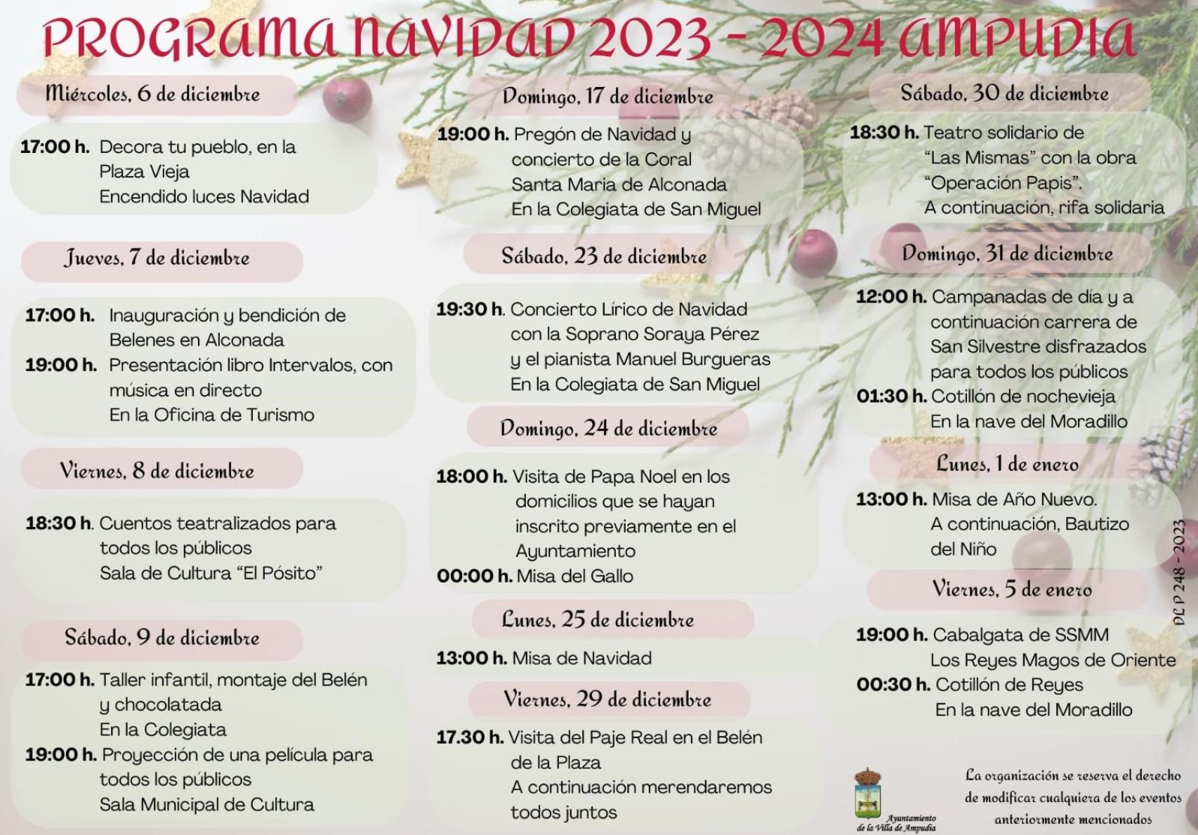 Programación de la Navidad 2023-24 en Ampudia