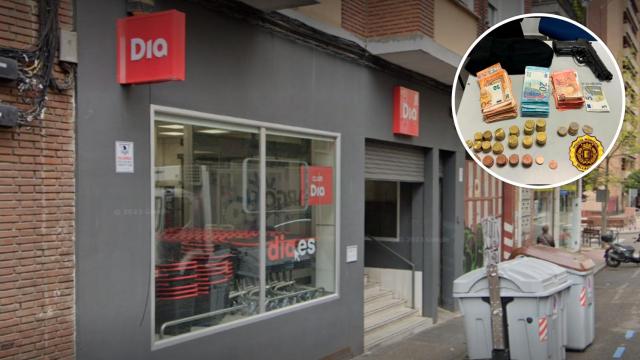 El supermercado Día ubicado en la calle Aurora de Valladolid y el dinero robado