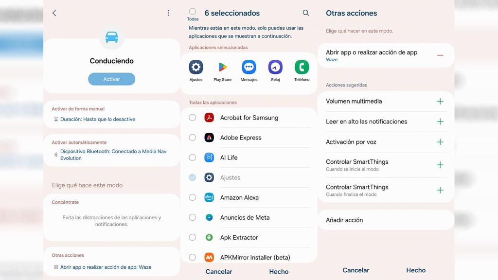 El modo conduciendo en un Samsung Galaxy