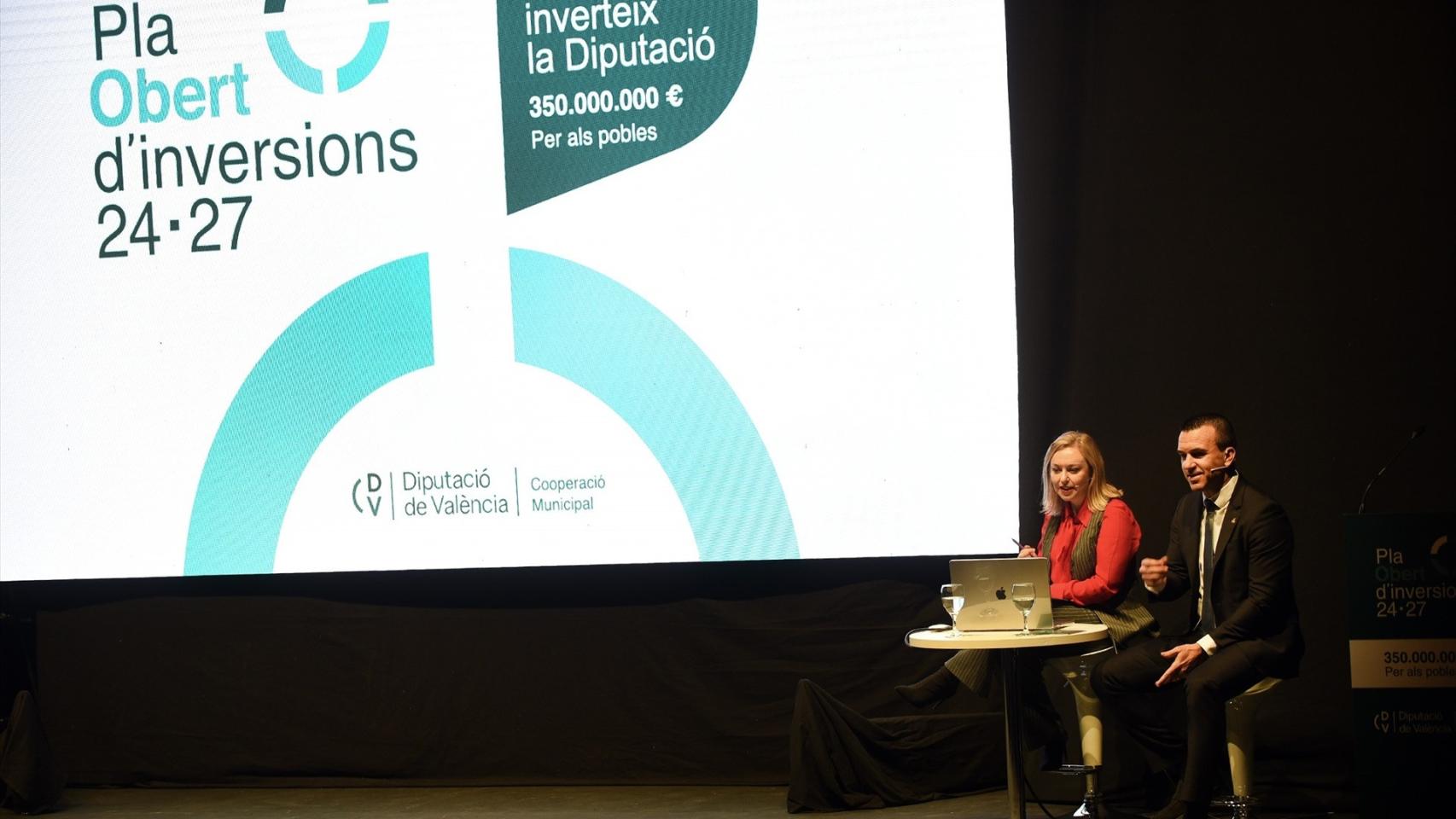 El presidente de la Diputación de Valencia, Vicent Mompó, y la vicepresidenta, Natàlia Enguix