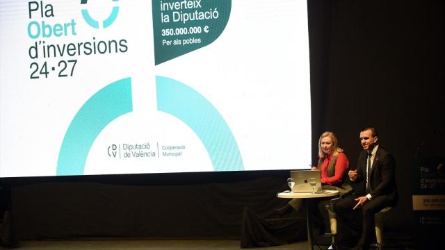 El presidente de la Diputación de Valencia, Vicent Mompó, y la vicepresidenta, Natàlia Enguix