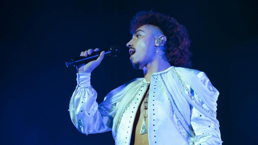 Josh Kiszka, cantante de Greta Van Fleet, durante su concierto de este lunes en Madrid. Foto: Dara Chriss