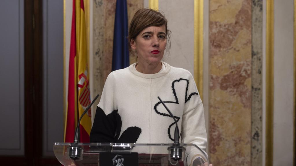 Marta Lois, en la rueda de prensa después de que Podemos haya anunciado su salida a Sumar