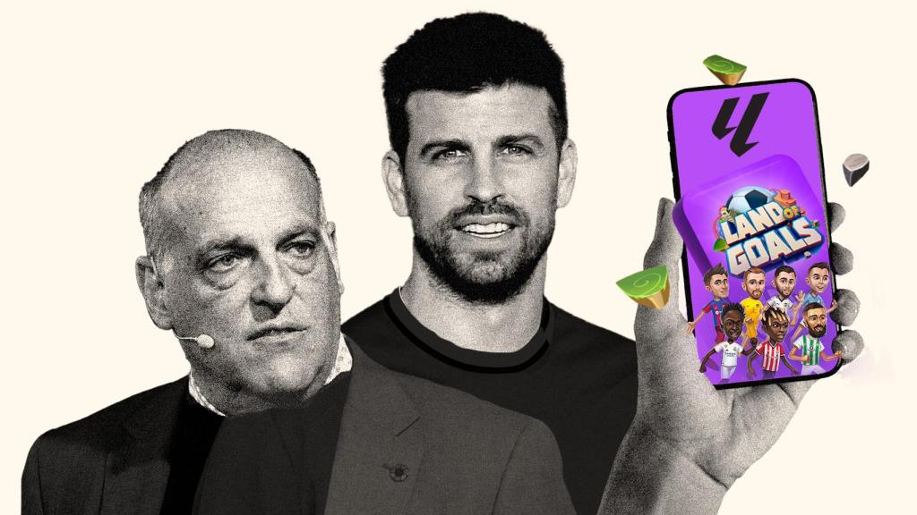 Javier Tebas y Gerard Piqué, en un fotomontaje