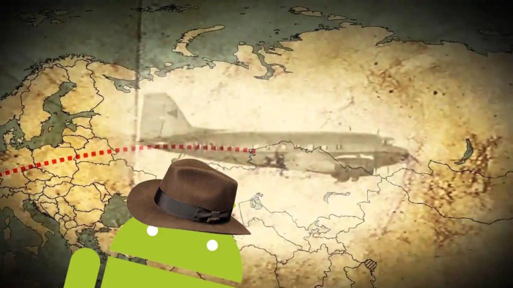 Un mapa con la mascota de Android delante