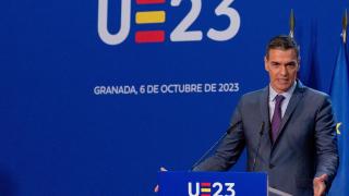 El presidente del Gobierno, Pedro Sánchez, durante una comparecencia de prensa