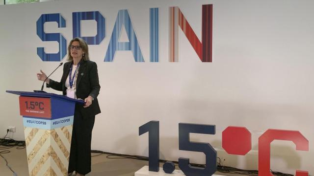 Teresa Ribera, vicepresidenta tercera y ministra para la Transición Ecológica en la COP28, Cumbre del Clima, que se celebra en Dubai.