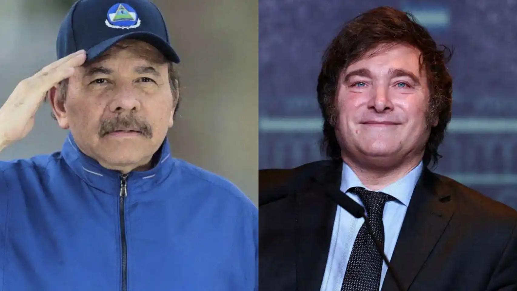 Daniel Ortega, presidente de Nicaragua, y Javier Milei, su homólogo argentino.