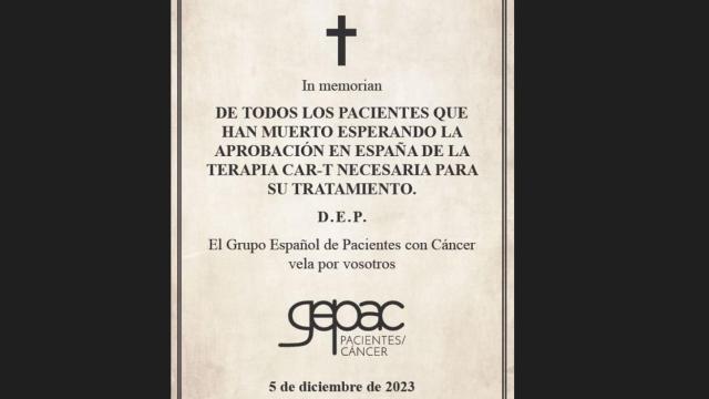Imagen de la campaña de del Gepac que recuerda a los pacientes que han perdido la vida mientras esperaban el acceso a las terapias CAR-T