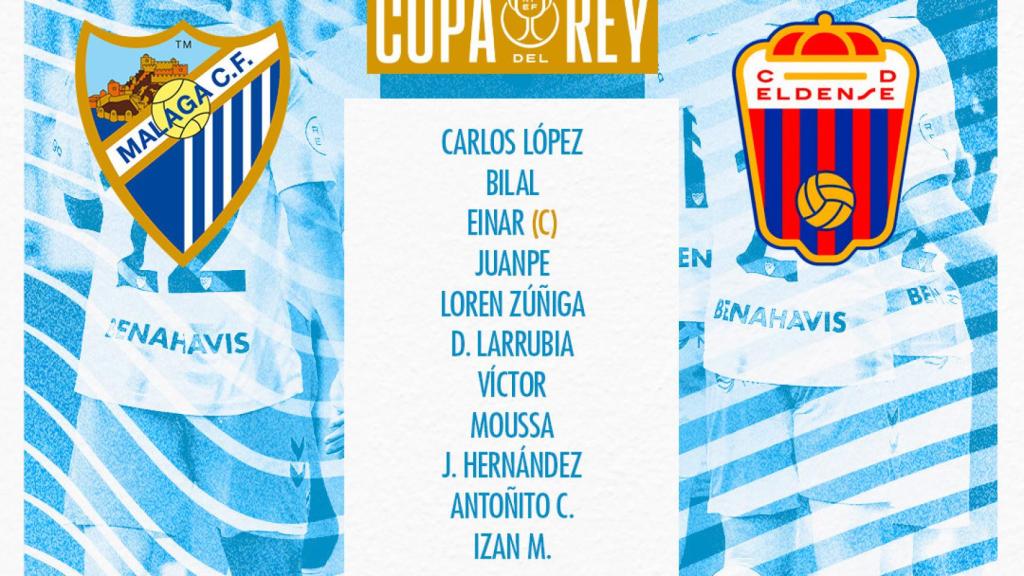 Las alineaciones del Málaga CF vs. Eldense de Copa del Rey: Titulares y suplentes