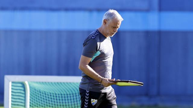 Sergio Pellicer durante un entrenamiento con el Málaga CF