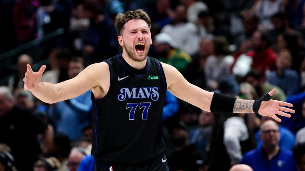 Doncic celebra una canasta en el partido ante los Jazz.
