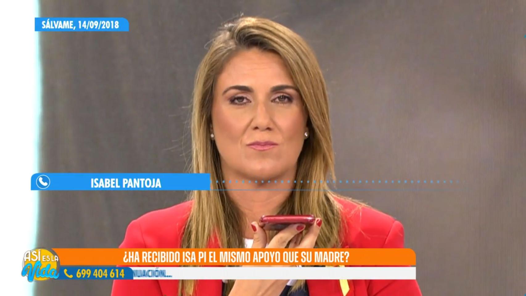 Carlota Corredera en 'Sálvame', en el fragmento emitido en 'Así es la vida'.