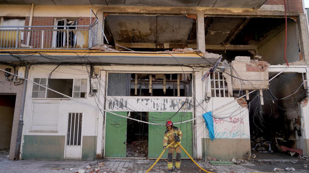 Imagen del estado en el que quedó el edificio de la calle Goya tras la explosión