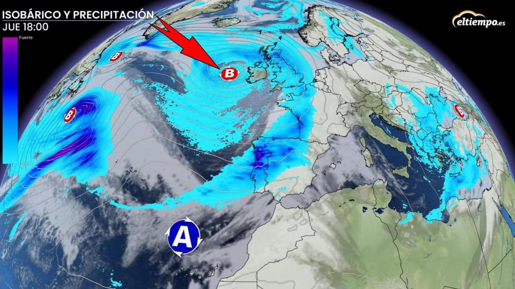 El último frente atlántico que afectará a España antes del fin de semana. ElTiempo.es