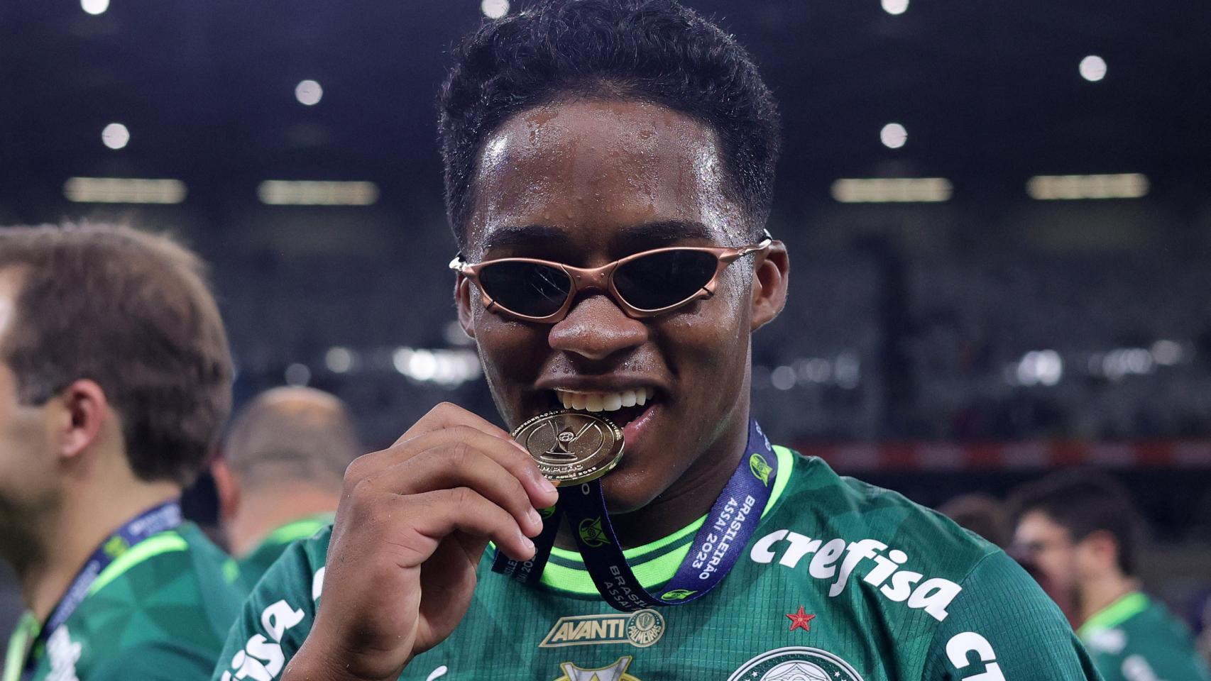 Endrick celebra el título del Brasileirao.