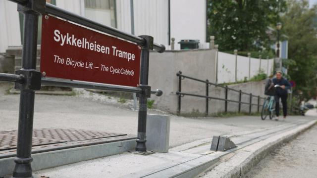 El ascensor noruego para bicicletas se encuentra en Trondheim.