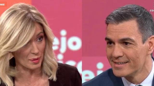 La periodista Susanna Griso y el presidente Pedro Sánchez, este jueves en el programa 'Espejo Público' de Antena 3.