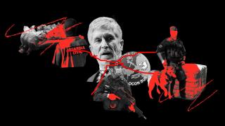 Fotomontaje con el resto de Marlaska y efectivos del OCON-Sur.