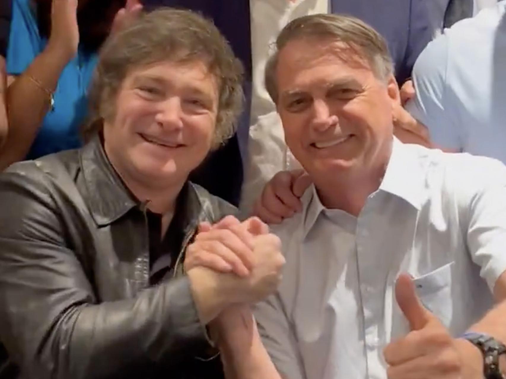 Javier Milei con Jair Bolsonaro este viernes