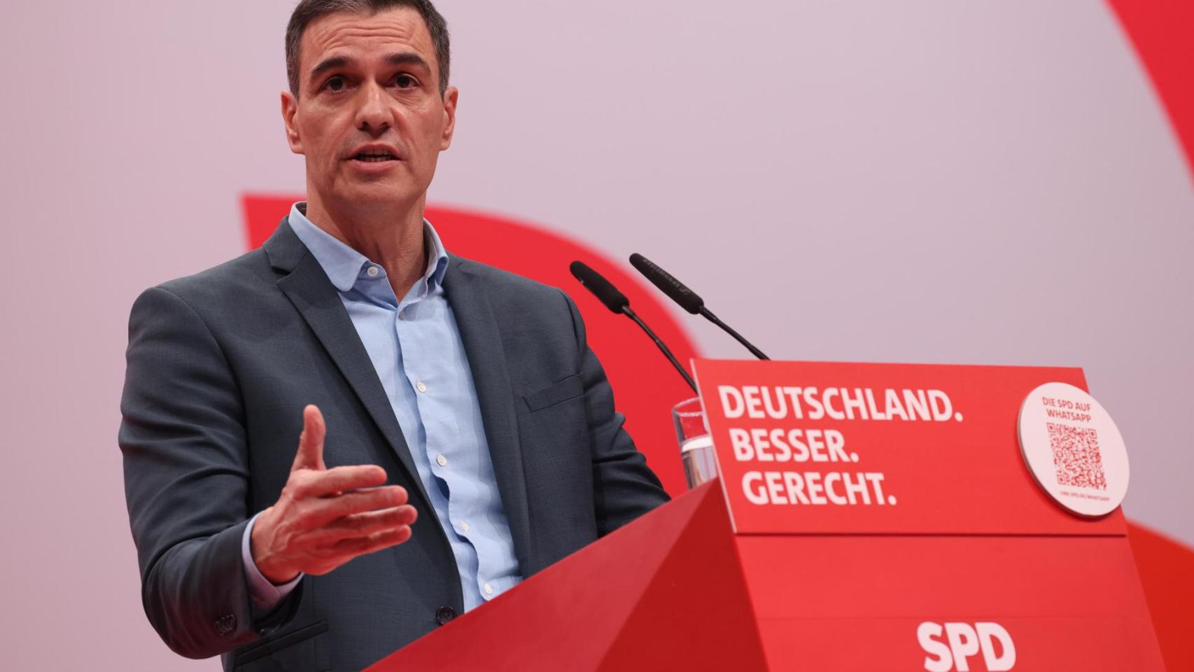 Pedro Sánchez, en el congreso del SPD