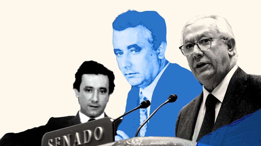 Javier Arenas, veterano dirigente del PP, en distintas etapas de su vida política.